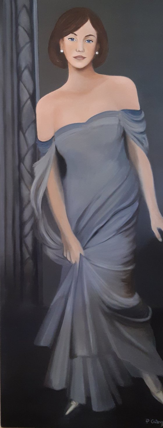 A woman in an evening dress