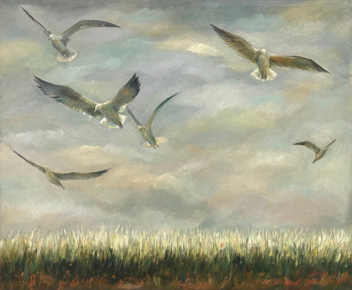 Illustrative Oil Painting , I Gabbiani Dell