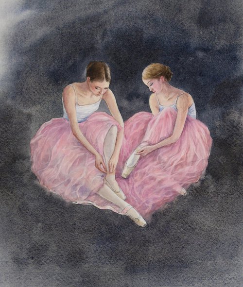 Heart for Ballet #1 by Olga Beliaeva Watercolour