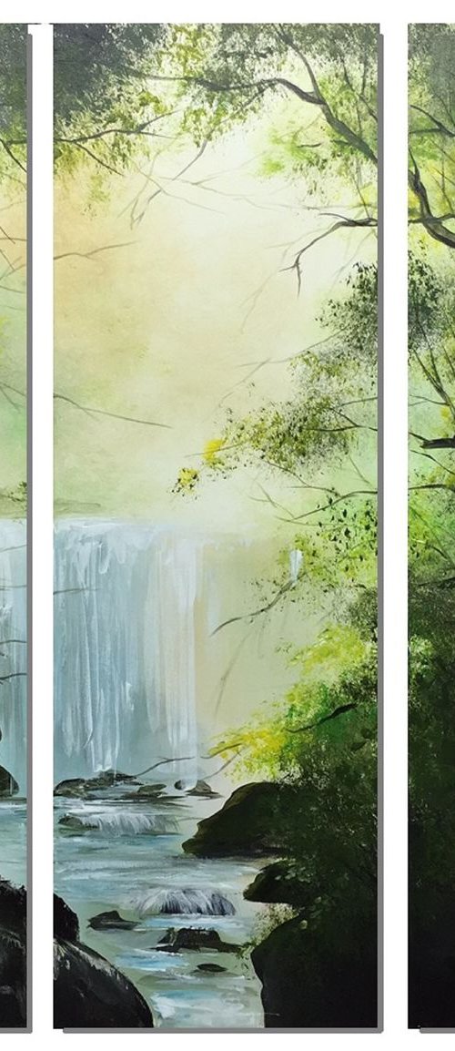 action. landscape. Part 3. --- 3x(20x60)cm by Eka Peradze