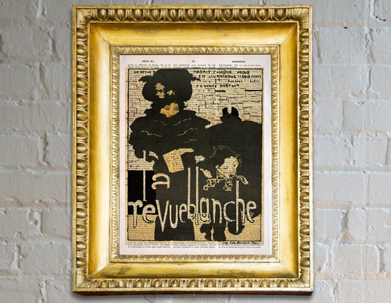 La Revue Blanche - Collage Art Print on Large Real English Dictionary Vintage Book Page