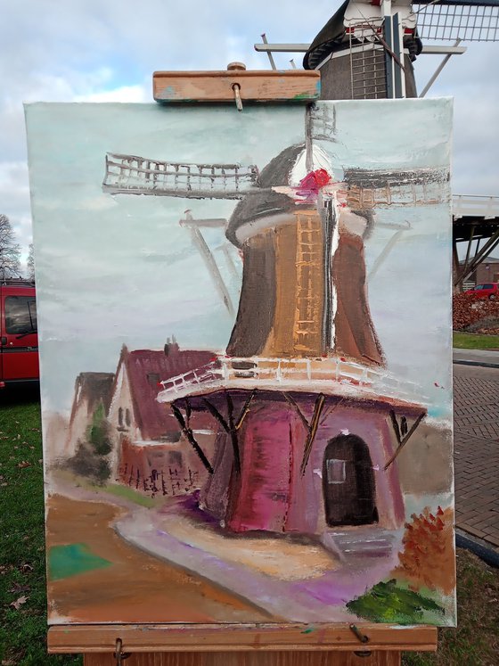 The Bente windmill in Dalen. Plein Air