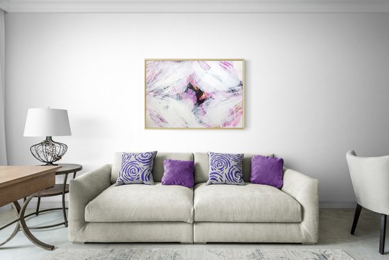 Pink floral abstract painting