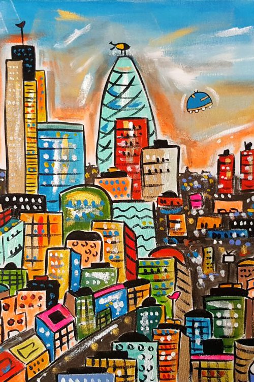 Panoramic view of London in a parallel dimension by Maria Luisa  Azzini