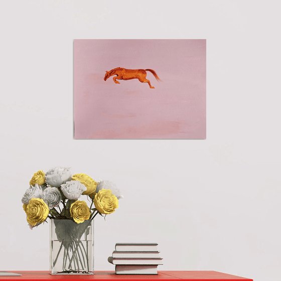 Minimalist Flying Chestnut orange horse