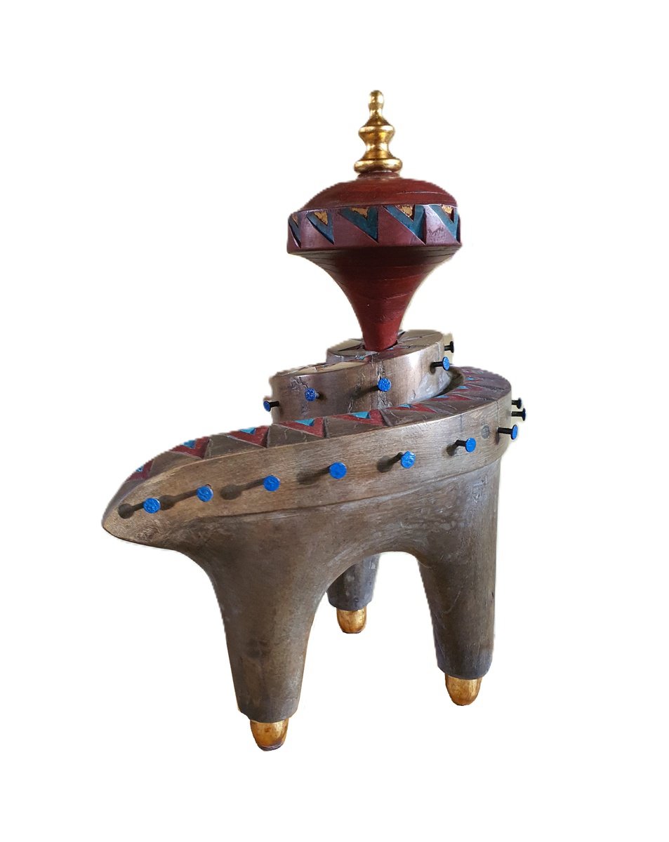 Expressive Cityscapes Wood Sculpture By George Troyanov, 14 X 17, Circle Of Life, Original Artwork