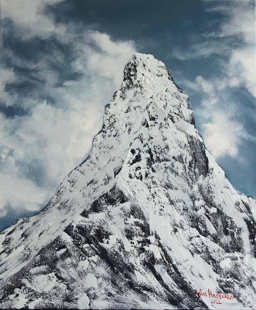 Impressionistic Landscape Oil Painting By Nino Ponditerra, 20 X 24", Matterhorn. Zermatt, Original Artwork