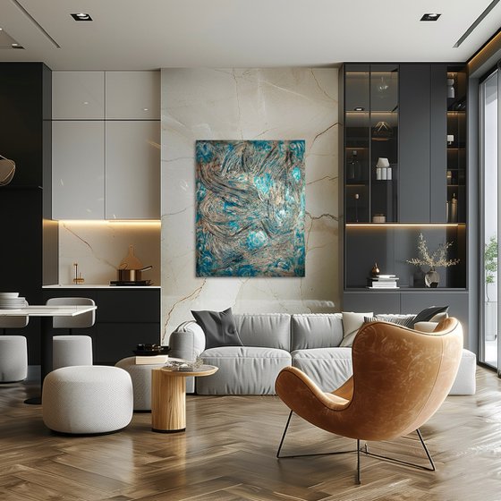 «Deep im Ozean» Azure blue