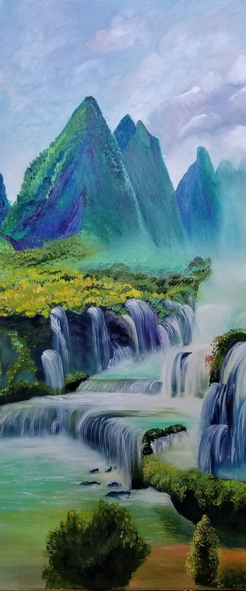 Mountain Waterfall by Alexandra Tomorskaya/Caramel Art Gallery