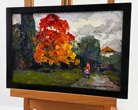 Autumn Park in Cloudy Weather