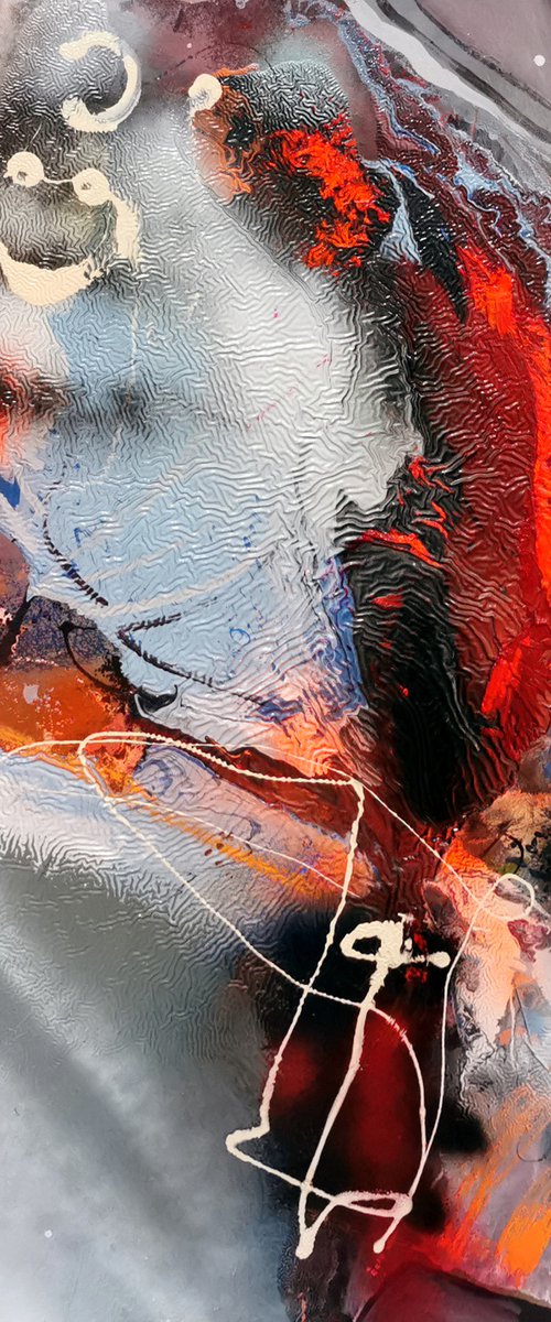 Infinite metamorphosis large unique abstract painting on wood by master Kloska by Kloska Ovidiu