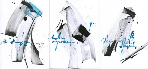 Signs - set of 3 abstract calligraphy artwork