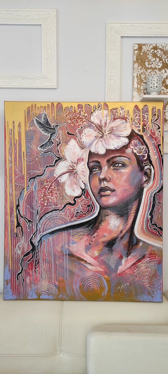 "Paradiso" 80x100x3cm Original mixedmediapainting on canvas,ready to hang