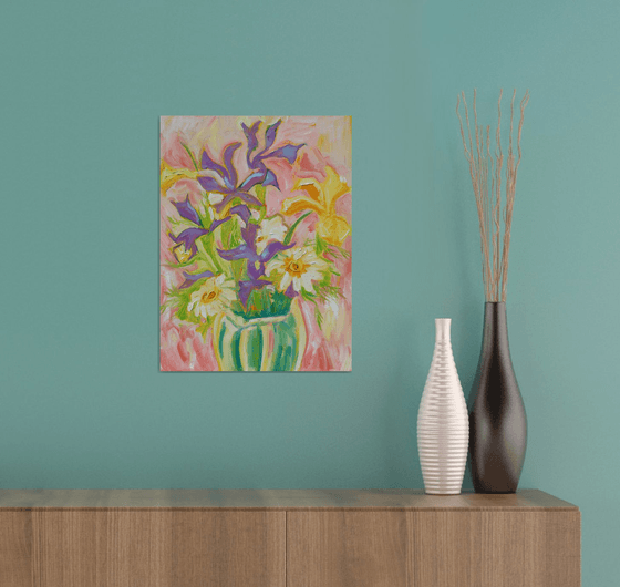 Spring Garden Flowers #2 - In a Green Vase