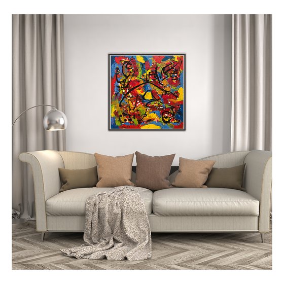 Abstract Canvas Art, Wall Art Abstract, Modern Art Abstract, Abstract Wall Decor, Abstract Painting,  Square Wall Art , Painting on Canvas,