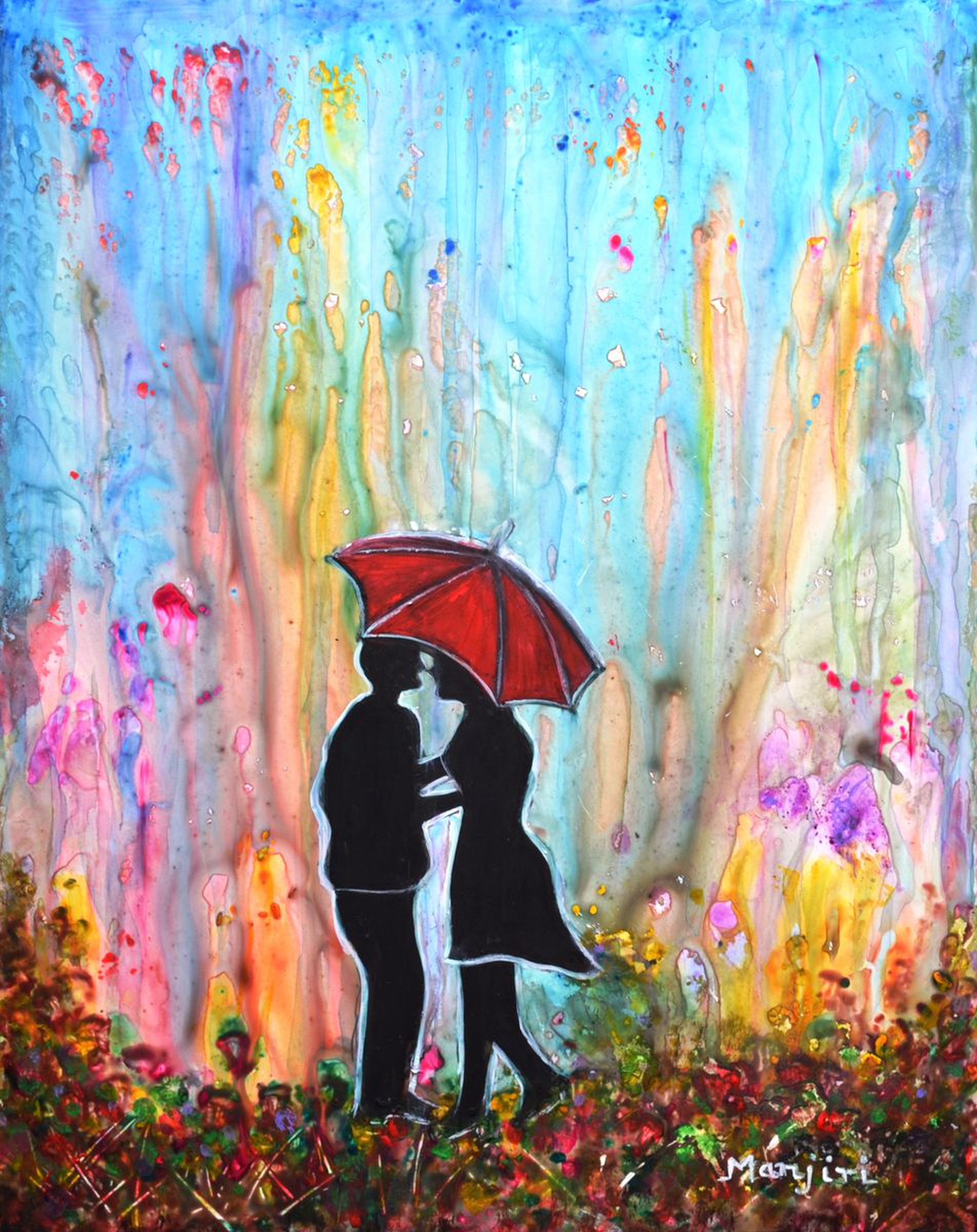 Couple On A Rainy Date Romantic Painting For Val Artfinder