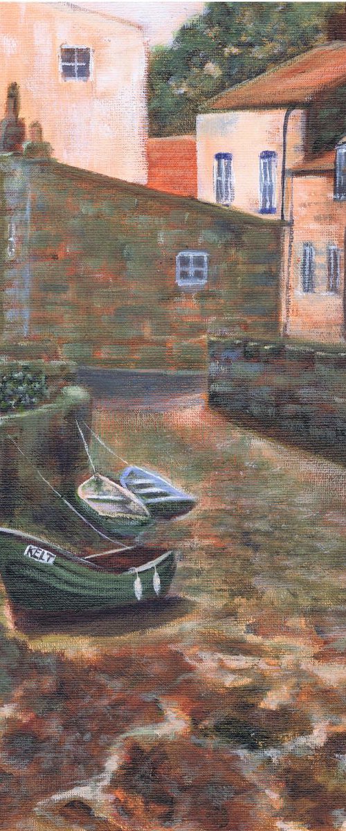 Boats in the Beck, Low Tide, Staithes by Michele Wallington