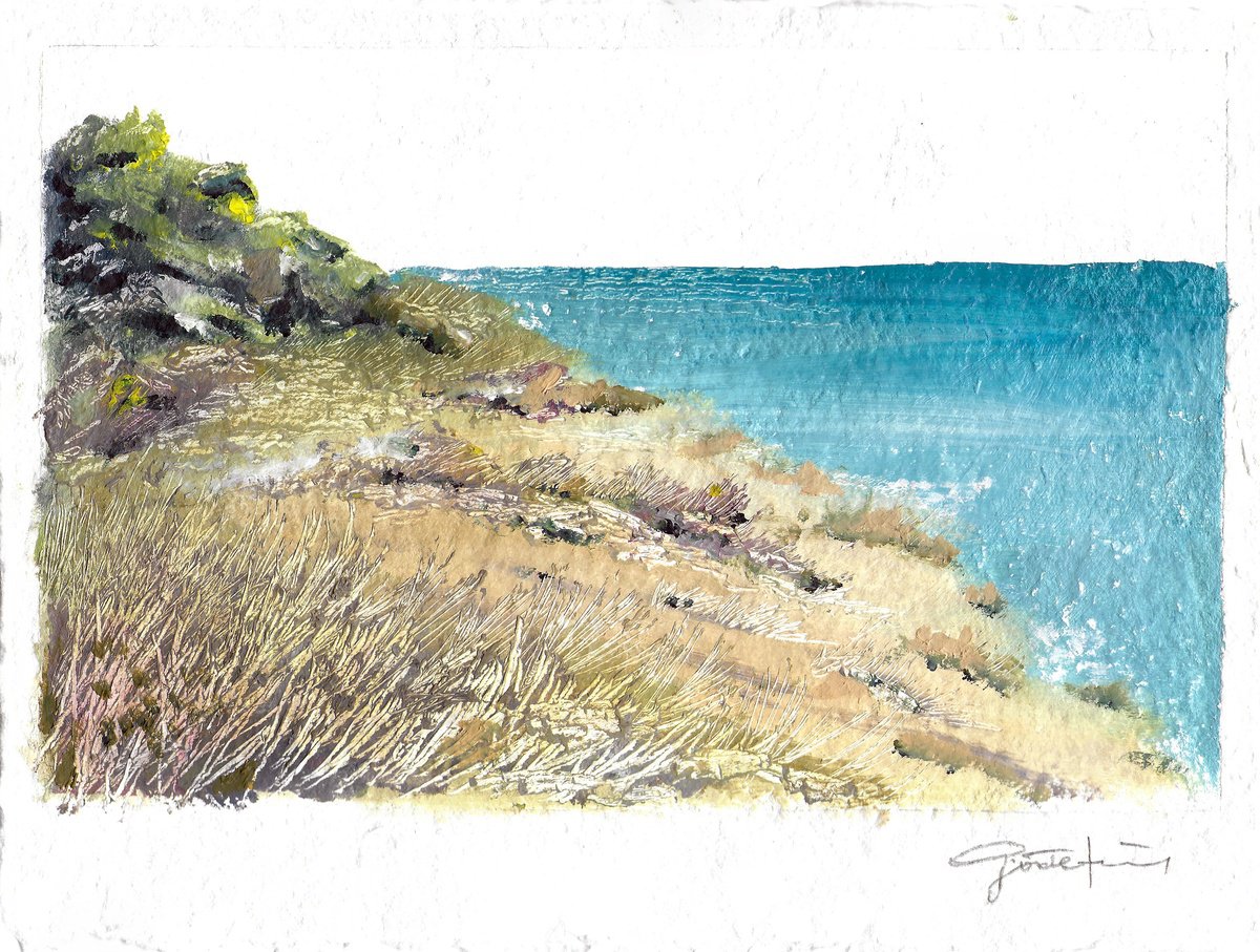 Expressive Oil Painting , Mediterranean / Cliffside By Gozde Temiz Istanbul, 12 X 9, Artwork For Sale On Artfinder