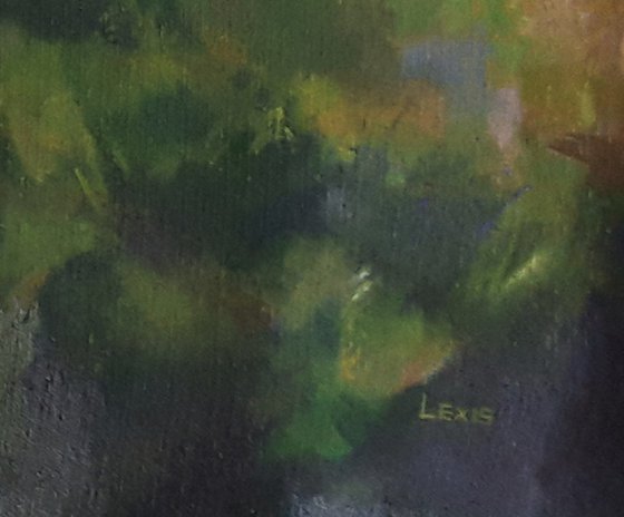Once there was a cottage, green landscape art