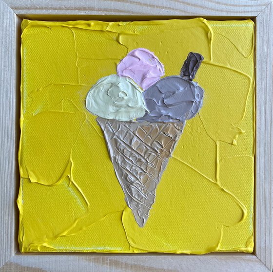 Ice cream on yellow (framed)