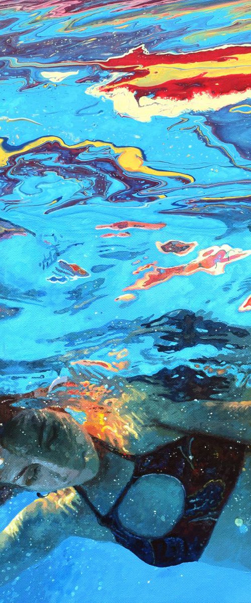 The Dreamer - Swimming, Underwater Painting by Abi Whitlock