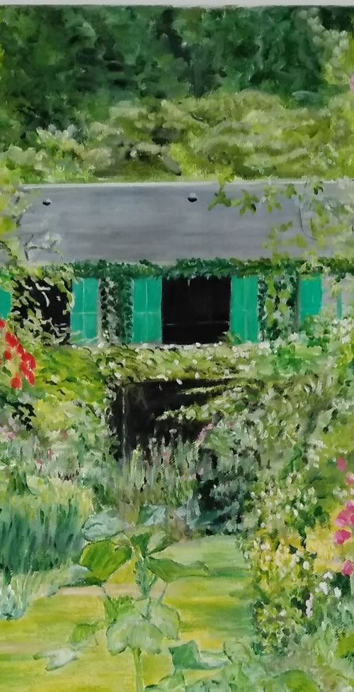 The house with green shutters - garden - Monet by Isabelle Lucas