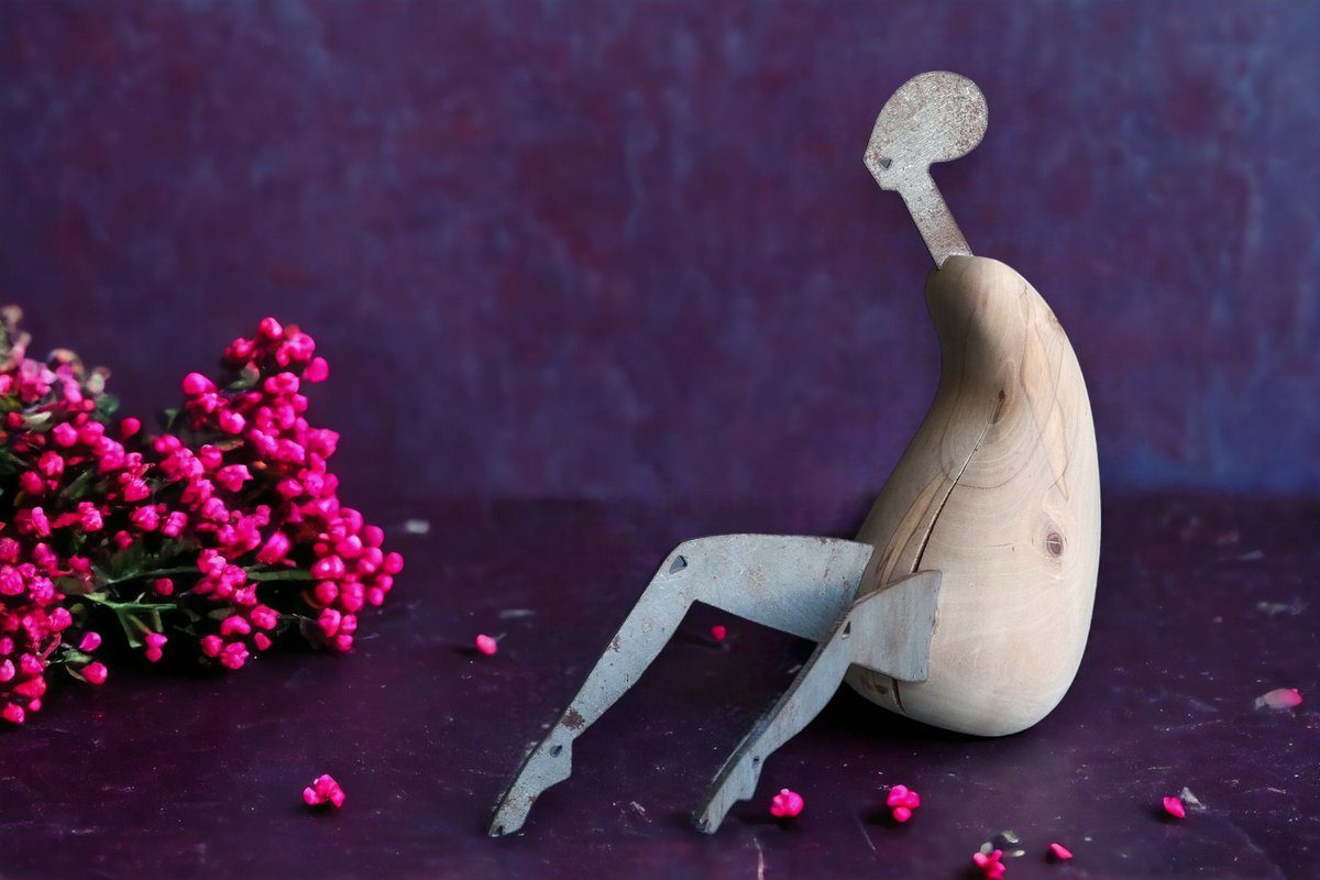 Abstract Portrait Sculpture By Nadiia Otriazha, 11 X 10", Expectant, Original Artwork