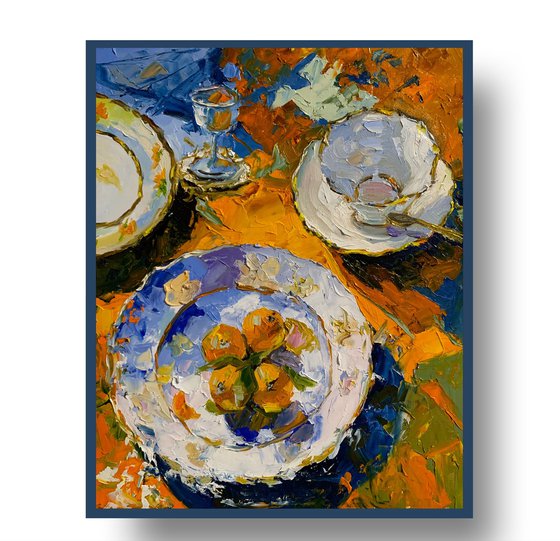 Orange still life with tangerines.