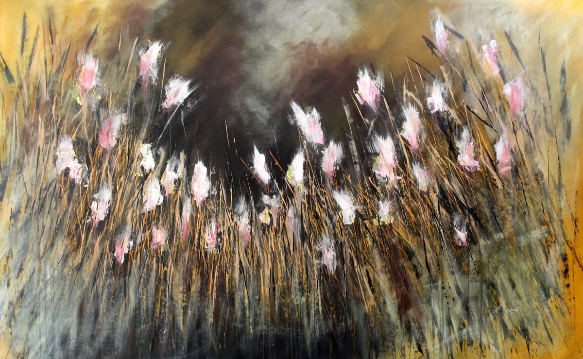 Abstract Botanical Acrylic Painting By Cecilia Frigati, 78 X 49, Somehow, Somewhere, Original Artwork