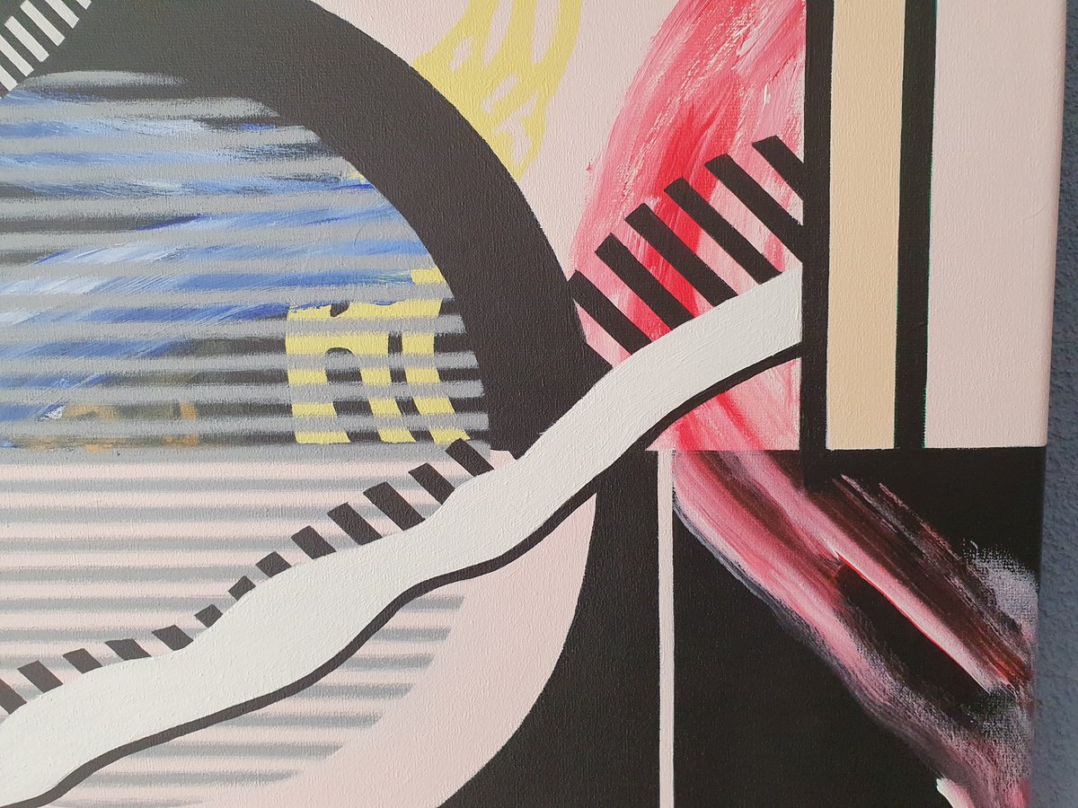 Geometric Abstract Acrylic Painting By Steve White, 24 X 24", Mirror, Original Artwork