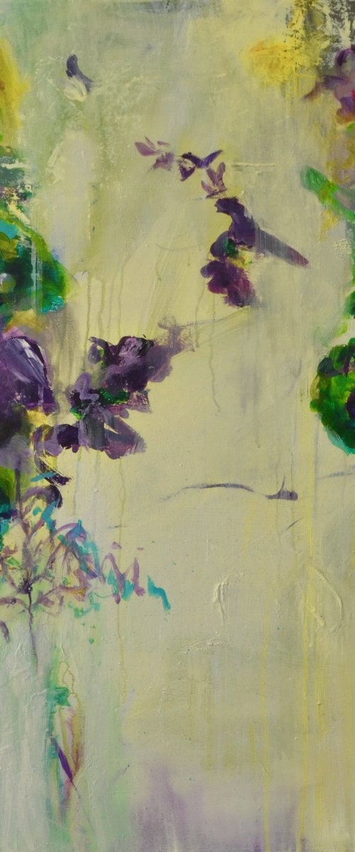 Talking it over - middle sized abstract ready to hang by Karin Goeppert