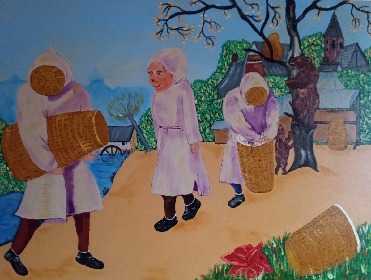 Impressionistic Landscape Oil Painting By Corinne Hamer, 32 X 24, Honey Collecting, Original Artwork