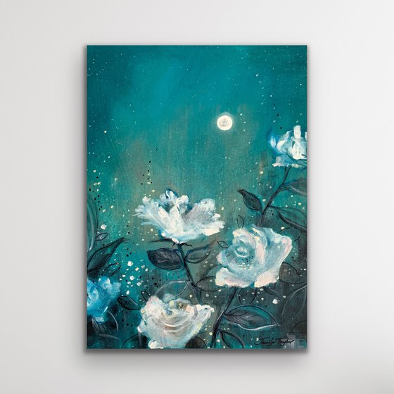 Moon Roses In Teal