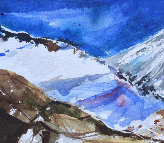 Snowy mountain watercolour