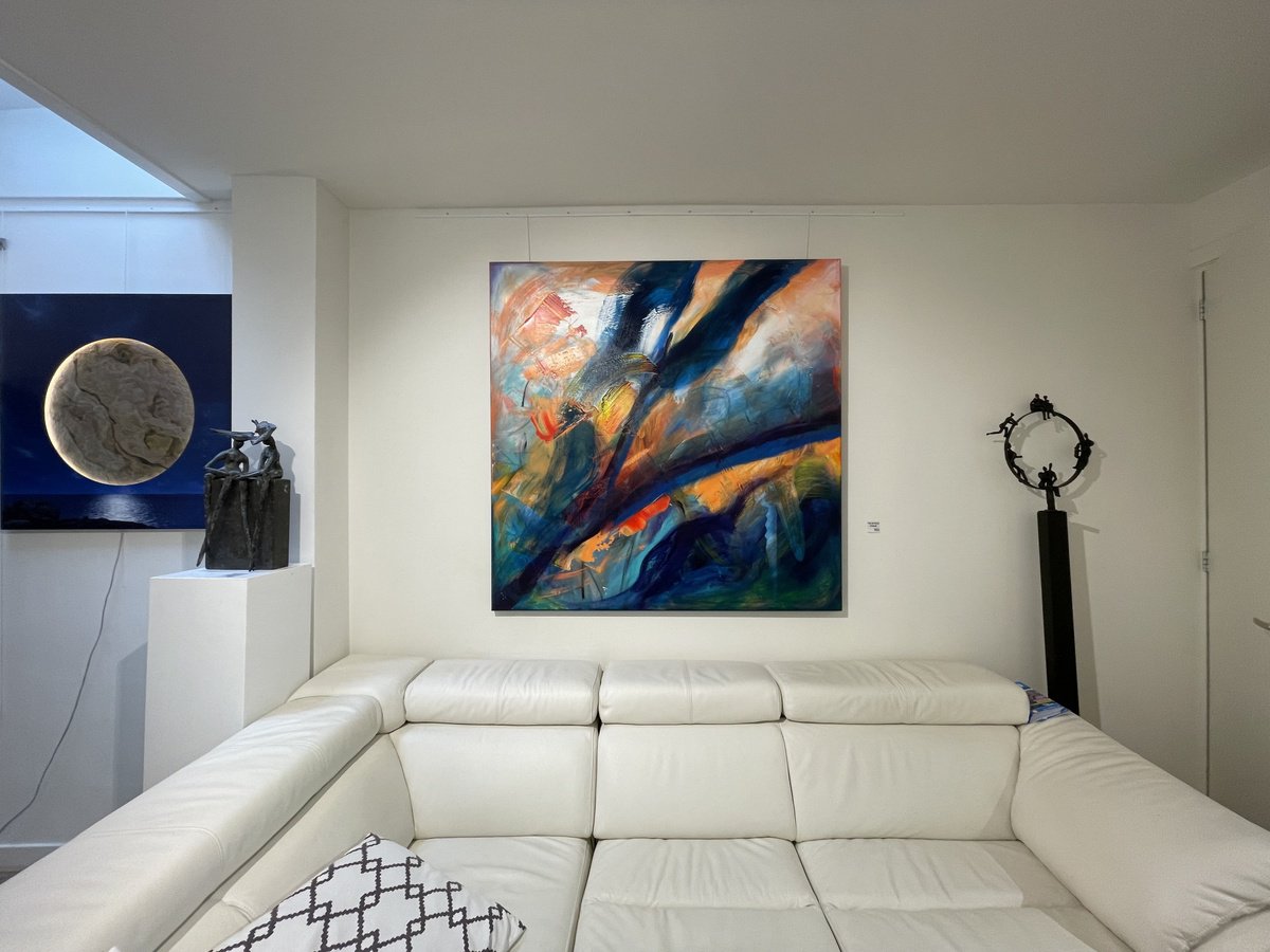 Abstract Acrylic Painting By Tiny De Bruin, 55 X 55", Iceland, Original Artwork