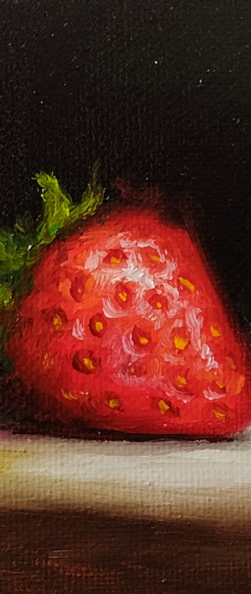 Little alla prima strawberry still life by Jane Palmer Art