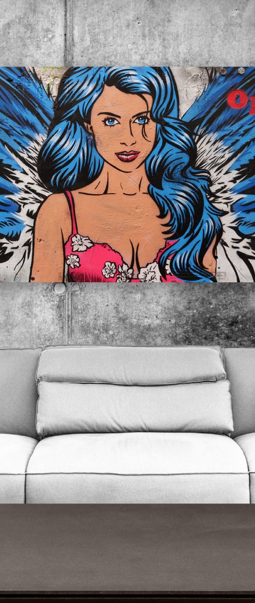 Angelic 210cm x 86cm Angel Urban Pop Art Recycled Timber Pallet by Franko