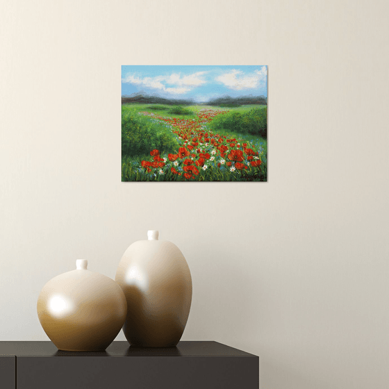 Red poppies and wildflowers