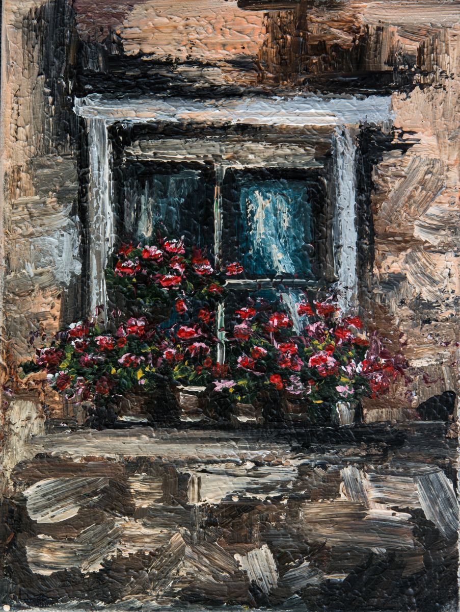 Mediterranean windowOriginal acrylic painting on canvas 30x40x2cm by Elena Kraft