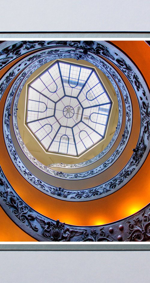 Snail Staircase Vatican Rome Looking Up by Robin Clarke
