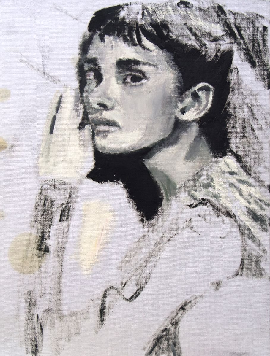 Audrey Hepburn Drawing Audrey Hepburn Drawing Sketch Black and White Painting by Ryan Louder