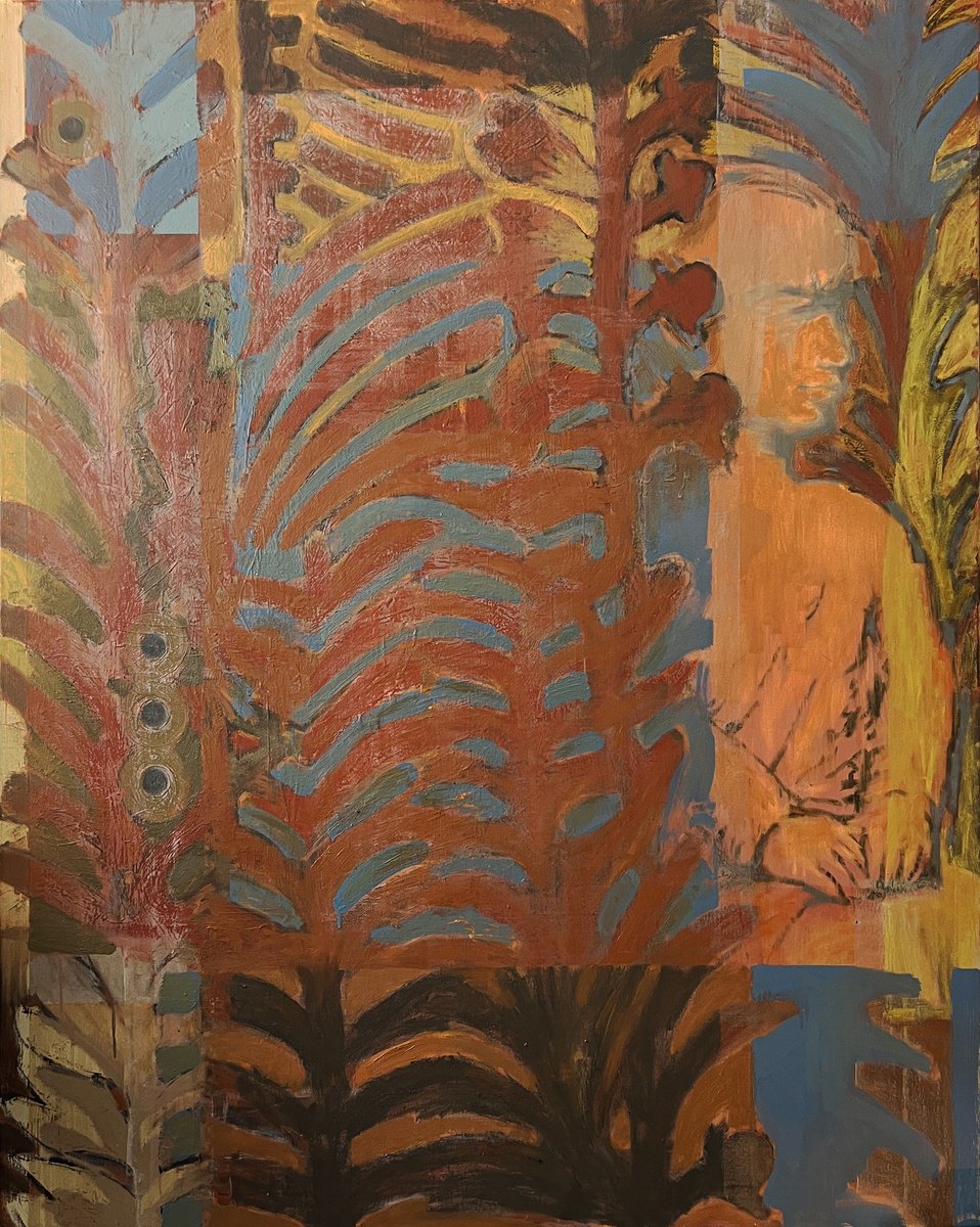 Organic Botanical Oil Painting By Mykhailo Korobkov, 47 X 59", Integracion, Original Artwork