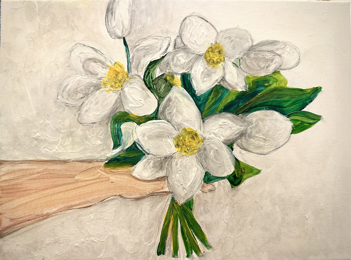 Acrylic Painting , Wedding Bouquet By Barbara Friehs, 16 X 12, Artwork For Sale On Artfinder