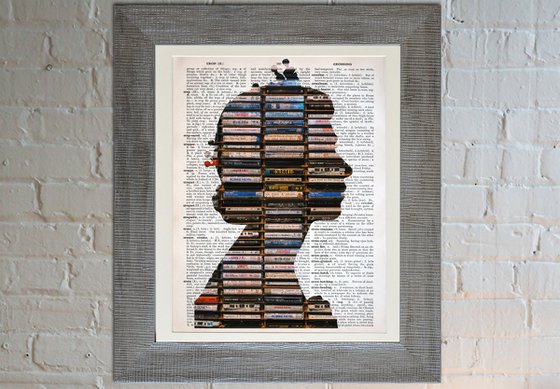 Queen Elizabeth II - Cassette Tape - Collage Art on Large Real English Dictionary Vintage Book Page