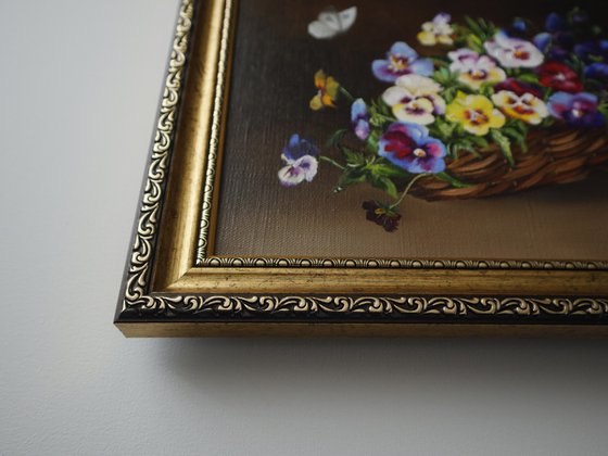 Pansy Flowers with Butterfly