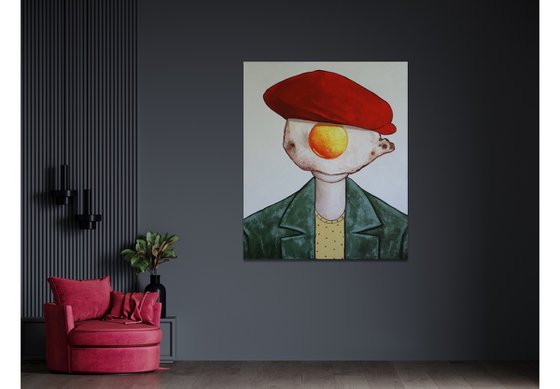 Egg boy in red hat