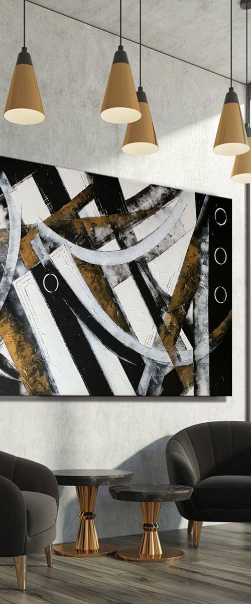 One Moment In Time  - XXL Large, Textured abstract art – Expressions of energy and light. READY TO HANG! by Julijana Ravbar