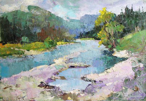 Landscape. Mountain river in Carpathians by Anastasiia Grygorieva