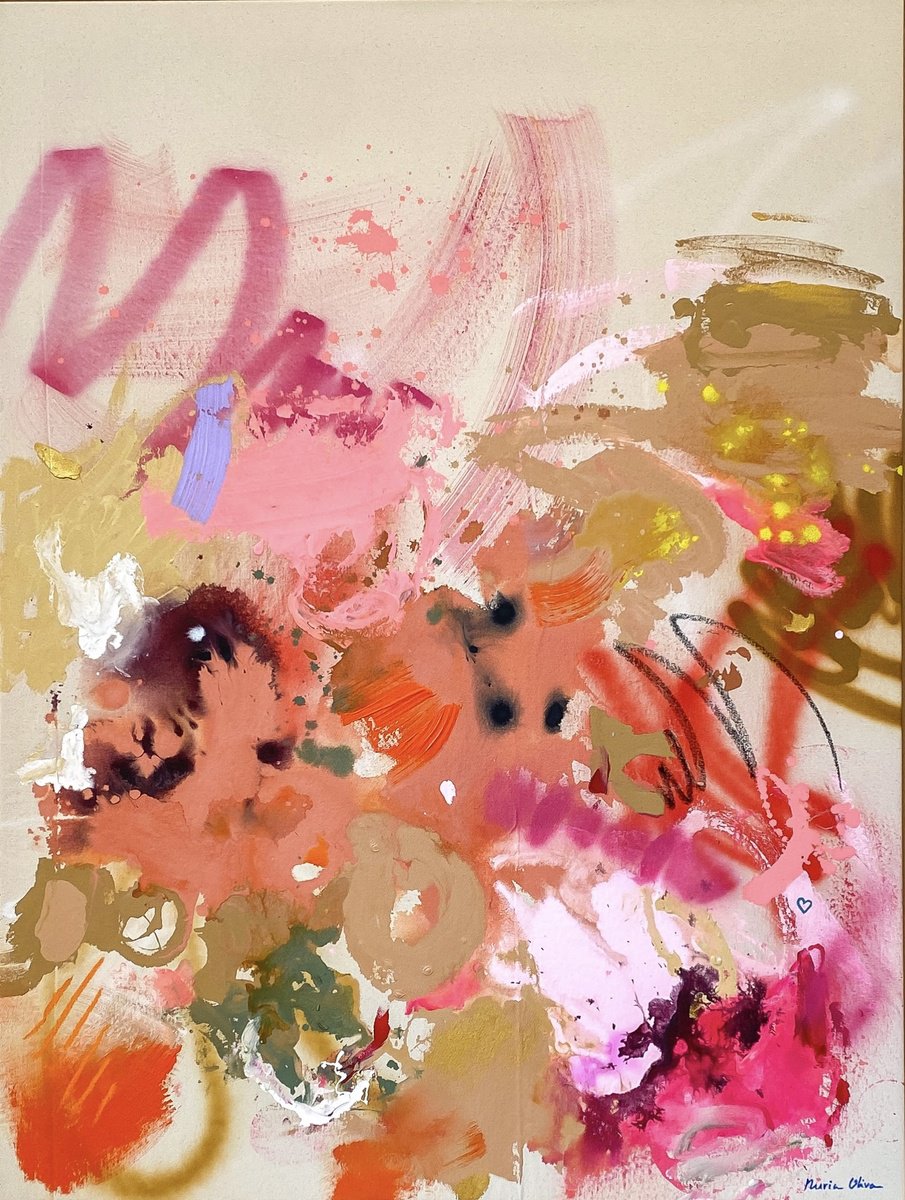 Abstract Acrylic Painting By Nuria Oliva, 35 X 47", Wtf Do I Know, Original Artwork