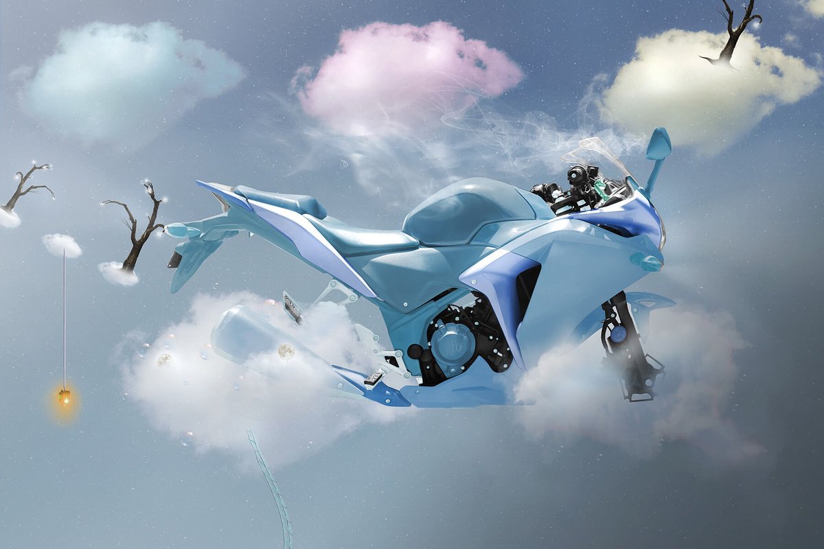 Surrealistic Landscape Print By Vanessa T Stefanova, 24 X 16", Motorcloud, Original Artwork